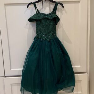 Green Lace & Tulle Midi Dress